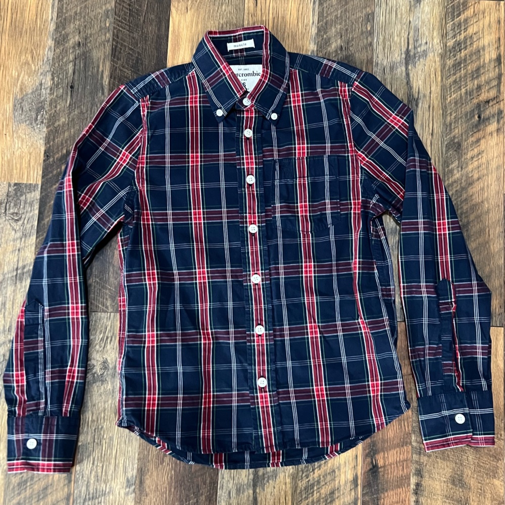 Abercrombie Kids Plaid Muscle Fit Button Down